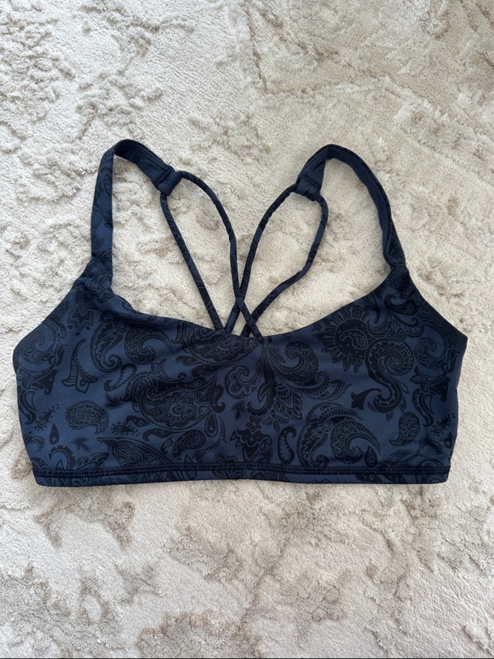 lululemon athletica Black Paisley Strappy Sports Bra